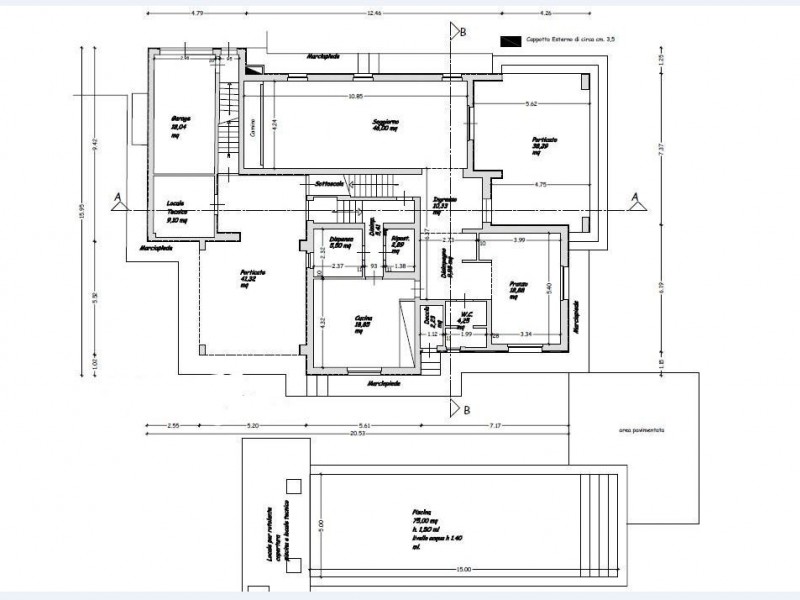 planimetria - Villa singola in vendita a Forte dei Marmi