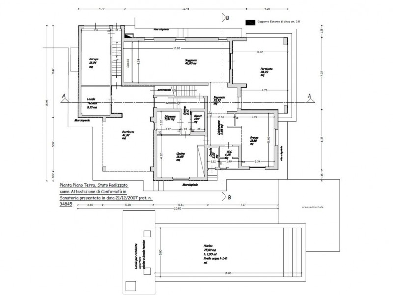 planimetria - Villa singola in vendita a Forte dei Marmi