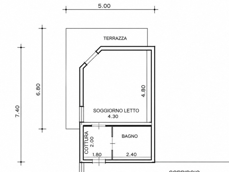 planimetria - Monolocale in vendita a Forte dei Marmi